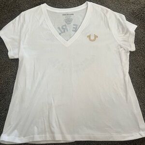 True Religion White T-Shirt with Gray Print